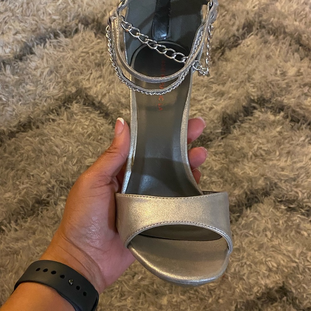Silver Open-Toe Heel - image 2